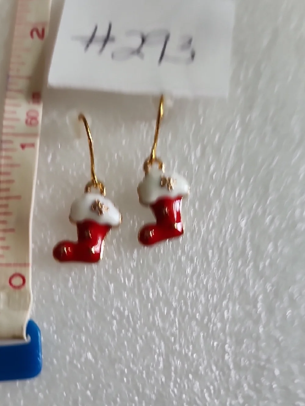 Hand Crafted Red and White Christmas Stocking Earrings